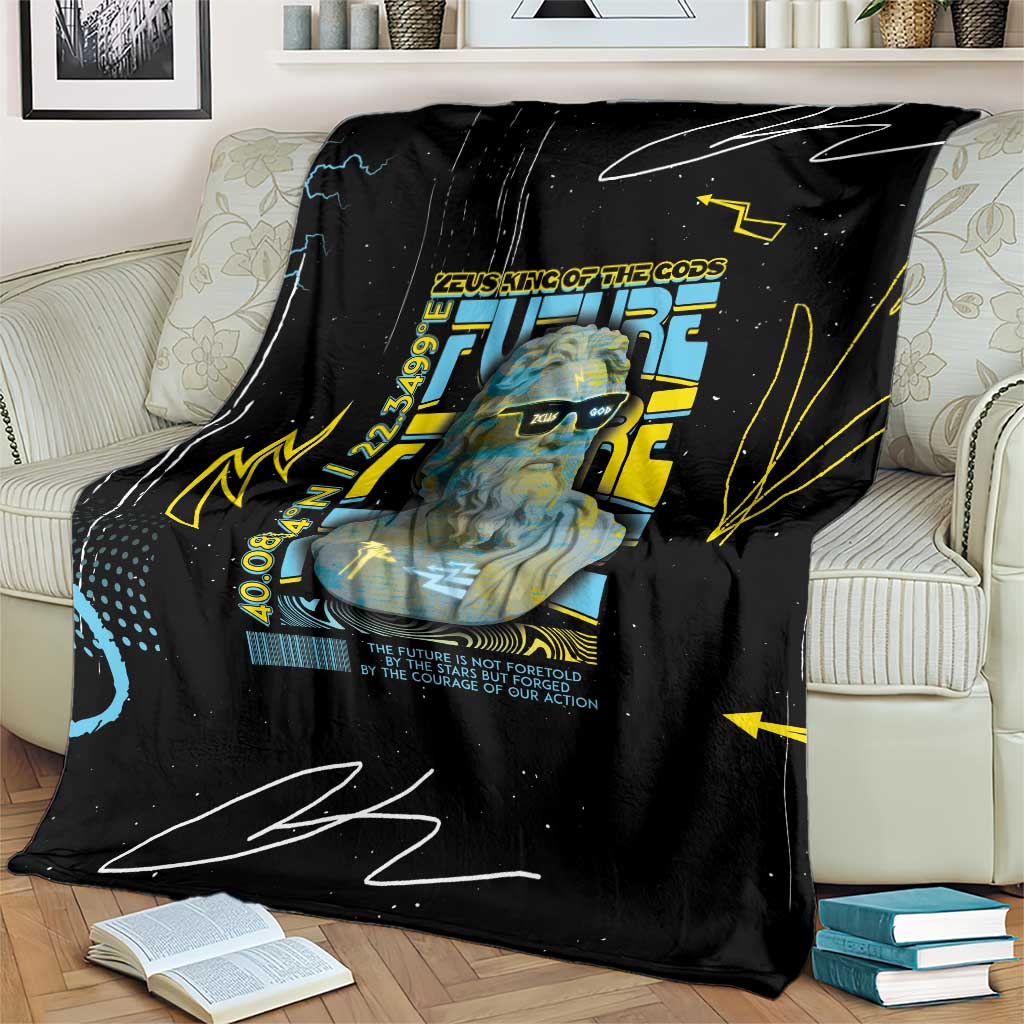 Ancient Greek Zeus Blanket Futuristic Style - Wonder Print Shop