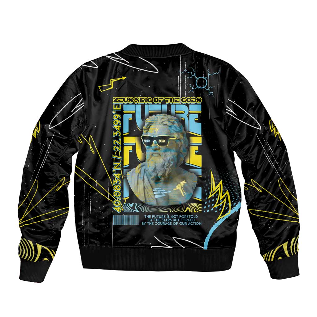 Ancient Greek Zeus Bomber Jacket Futuristic Style - Wonder Print Shop
