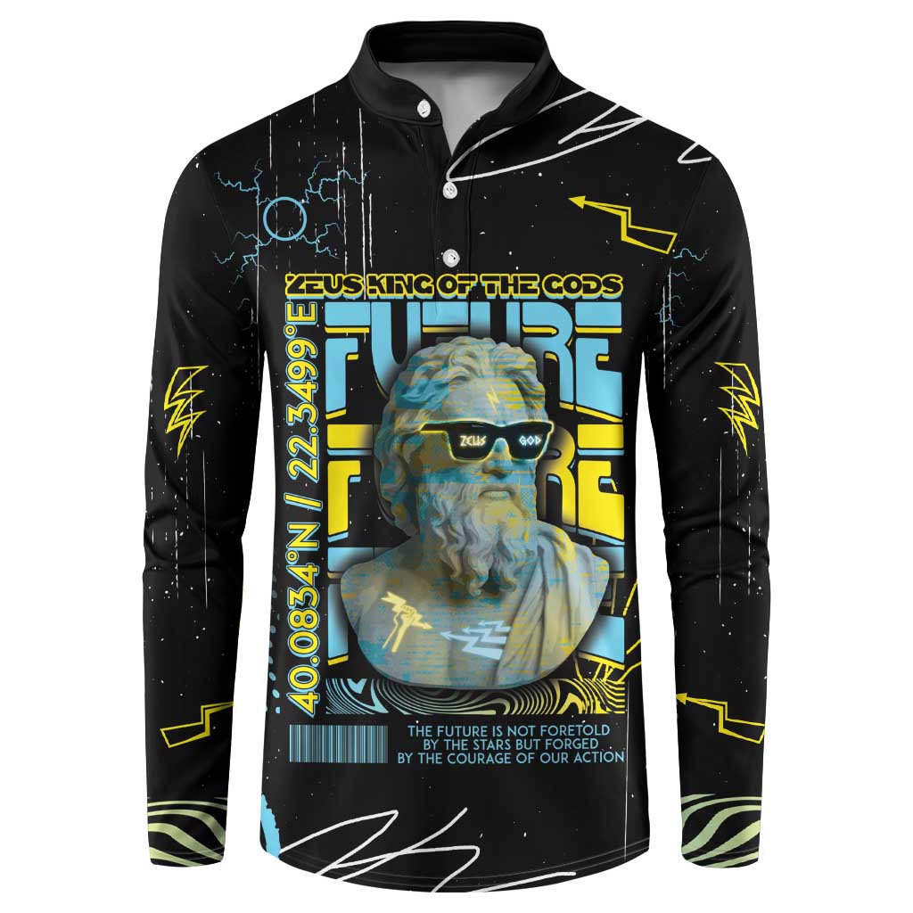 Ancient Greek Zeus Button Sweatshirt Futuristic Style - Wonder Print Shop