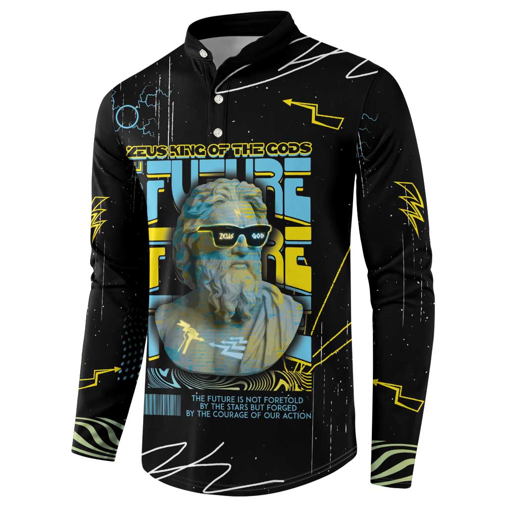 Ancient Greek Zeus Button Sweatshirt Futuristic Style - Wonder Print Shop