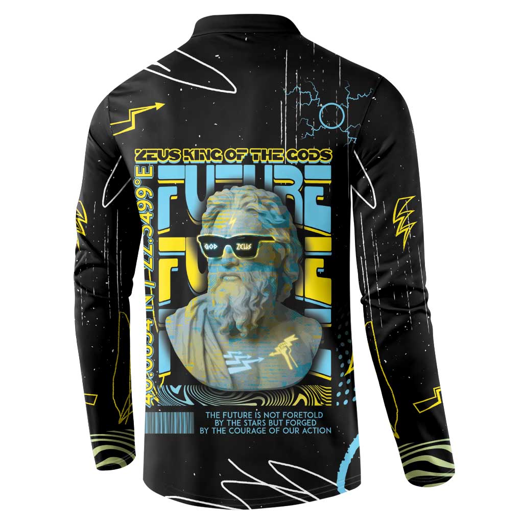 Ancient Greek Zeus Button Sweatshirt Futuristic Style - Wonder Print Shop
