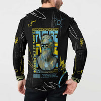 Ancient Greek Zeus Button Sweatshirt Futuristic Style - Wonder Print Shop