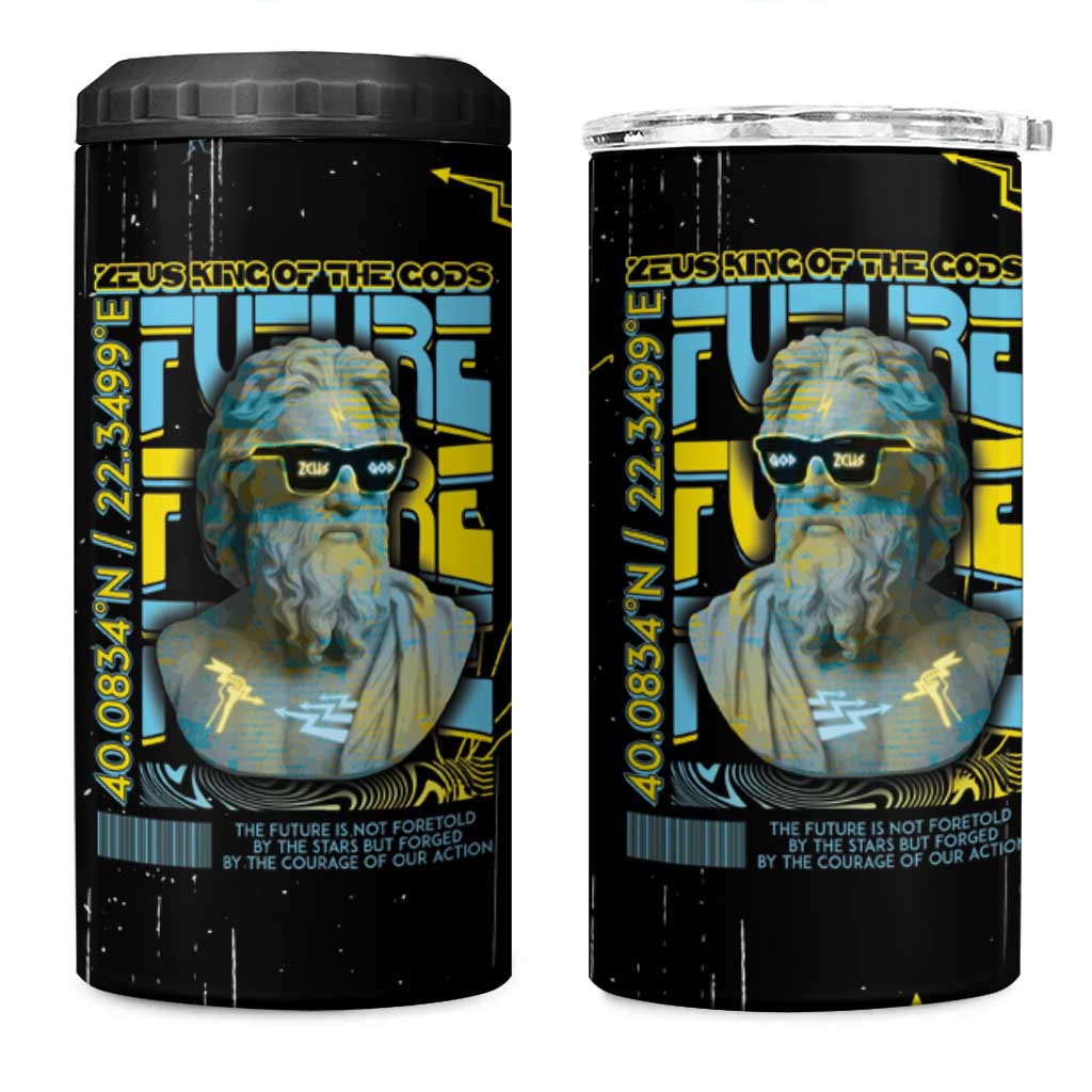 Ancient Greek Zeus 4 in 1 Can Cooler Tumbler Futuristic Style - Wonder Print Shop