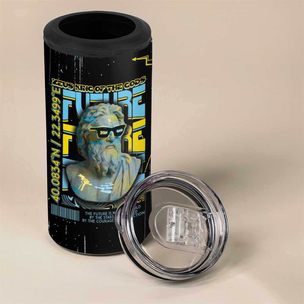Ancient Greek Zeus 4 in 1 Can Cooler Tumbler Futuristic Style - Wonder Print Shop