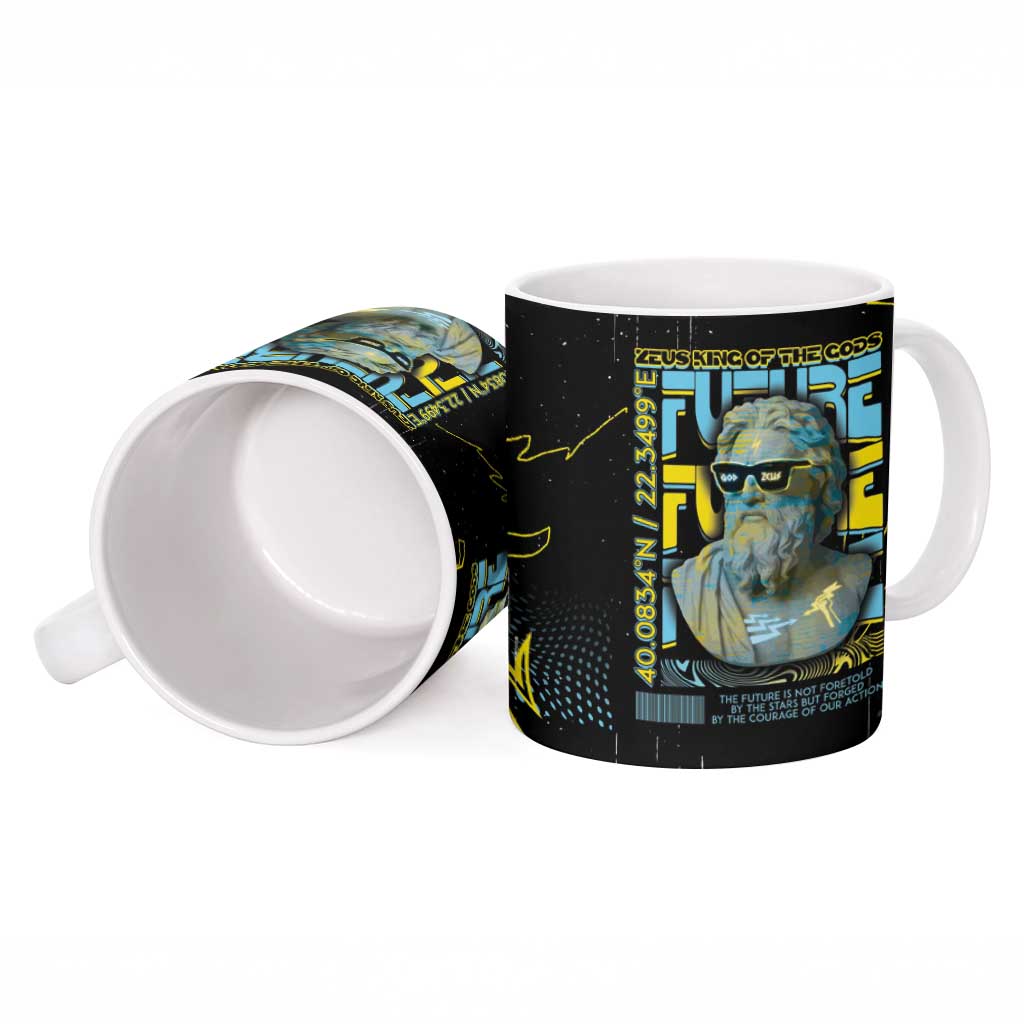 Ancient Greek Zeus Ceramic Mug Futuristic Style - Wonder Print Shop