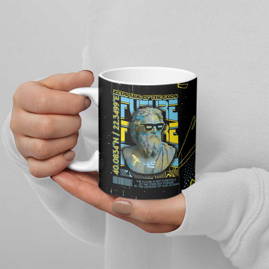 Ancient Greek Zeus Ceramic Mug Futuristic Style - Wonder Print Shop