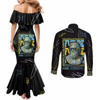 Ancient Greek Zeus Couples Matching Mermaid Dress and Long Sleeve Button Shirt Futuristic Style - Wonder Print Shop