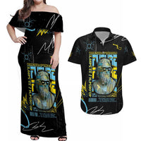 Ancient Greek Zeus Couples Matching Off Shoulder Maxi Dress and Hawaiian Shirt Futuristic Style - Wonder Print Shop