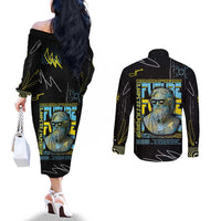 Ancient Greek Zeus Couples Matching Off The Shoulder Long Sleeve Dress and Long Sleeve Button Shirt Futuristic Style - Wonder Print Shop