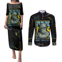 Ancient Greek Zeus Couples Matching Puletasi and Long Sleeve Button Shirt Futuristic Style - Wonder Print Shop