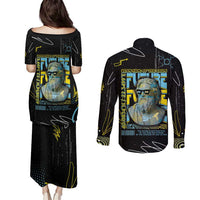 Ancient Greek Zeus Couples Matching Puletasi and Long Sleeve Button Shirt Futuristic Style - Wonder Print Shop