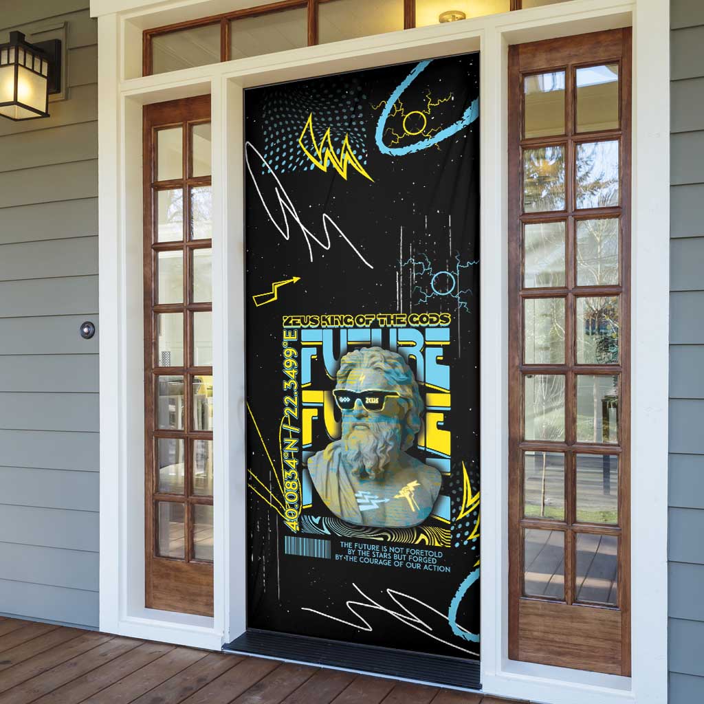 Ancient Greek Zeus Door Cover Futuristic Style - Wonder Print Shop