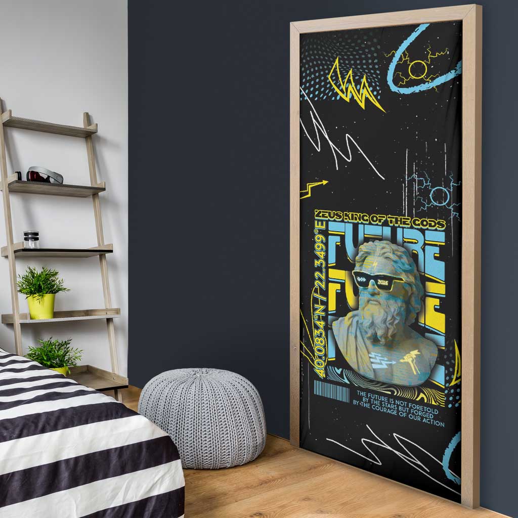 Ancient Greek Zeus Door Cover Futuristic Style - Wonder Print Shop