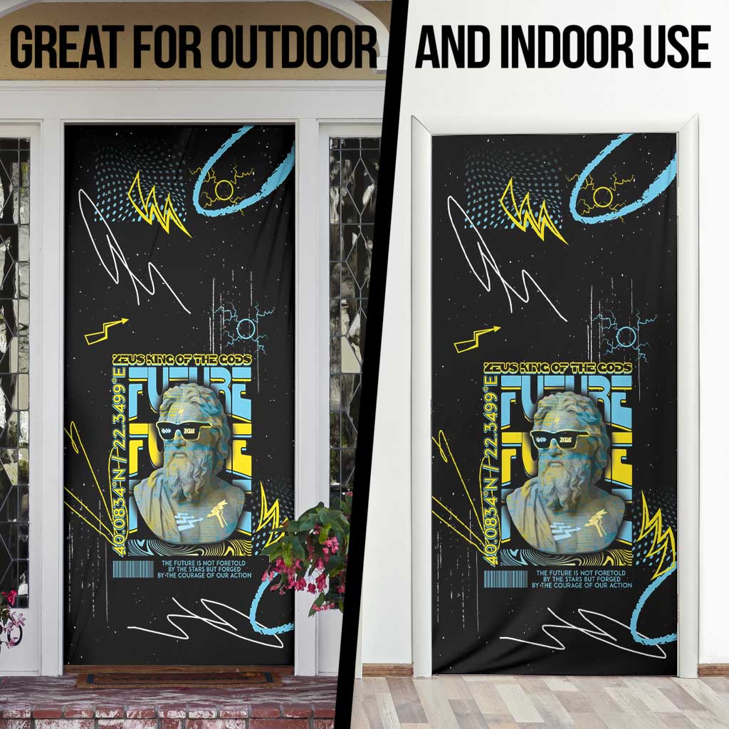 Ancient Greek Zeus Door Cover Futuristic Style - Wonder Print Shop