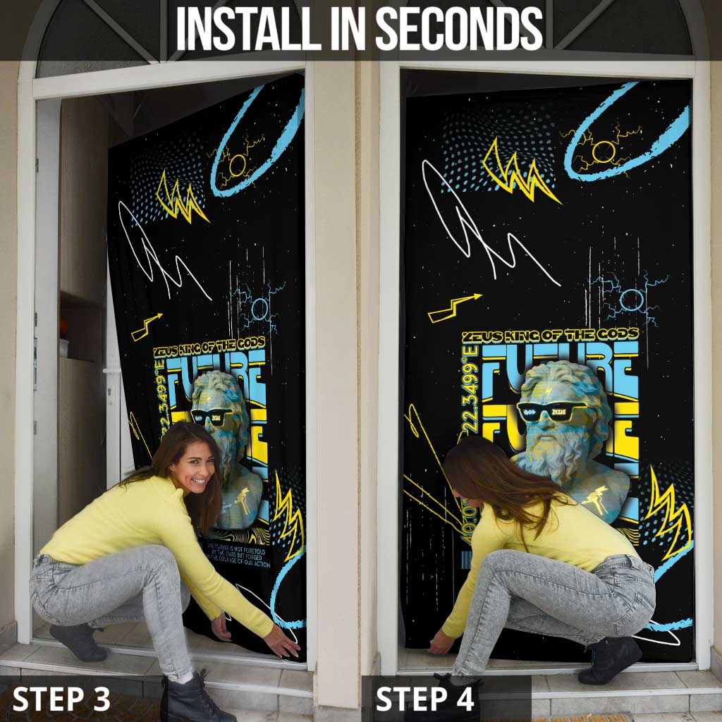 Ancient Greek Zeus Door Cover Futuristic Style - Wonder Print Shop