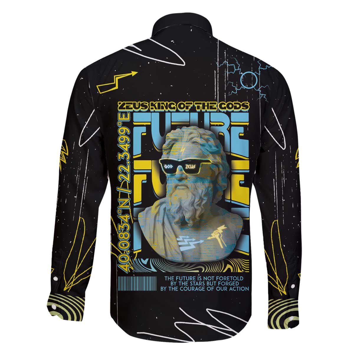 Ancient Greek Zeus Family Matching Off The Shoulder Long Sleeve Dress and Hawaiian Shirt Futuristic Style - Wonder Print Shop