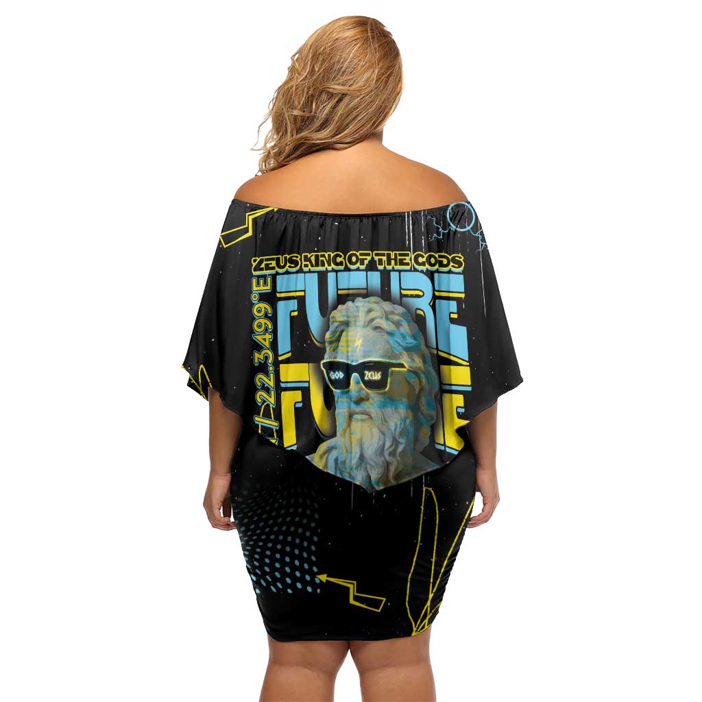 Ancient Greek Zeus Family Matching Off Shoulder Short Dress and Hawaiian Shirt Futuristic Style - Wonder Print Shop