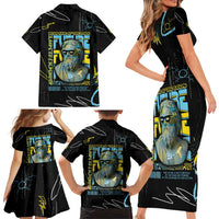 Ancient Greek Zeus Family Matching Short Sleeve Bodycon Dress and Hawaiian Shirt Futuristic Style - Wonder Print Shop