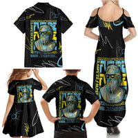 Ancient Greek Zeus Family Matching Summer Maxi Dress and Hawaiian Shirt Futuristic Style - Wonder Print Shop