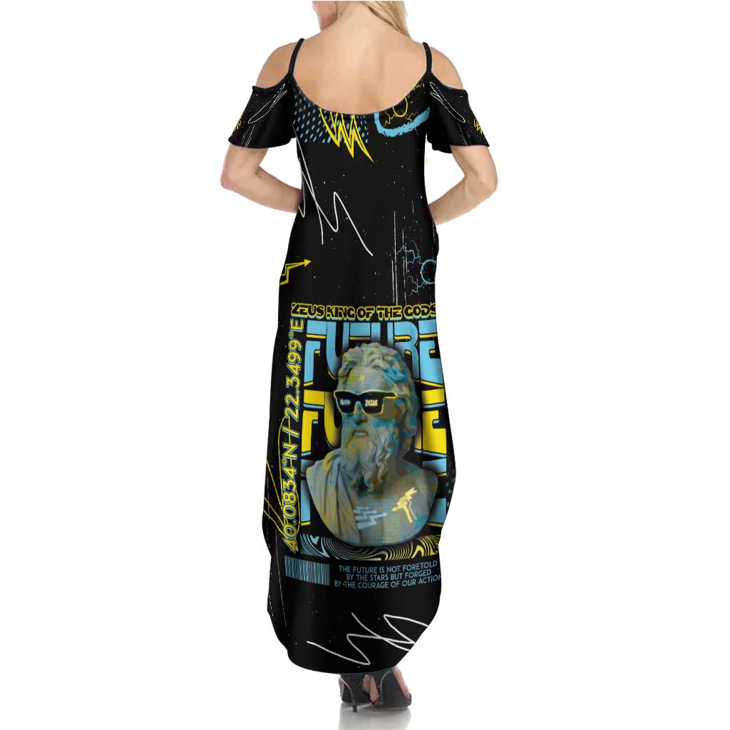 Ancient Greek Zeus Family Matching Summer Maxi Dress and Hawaiian Shirt Futuristic Style - Wonder Print Shop