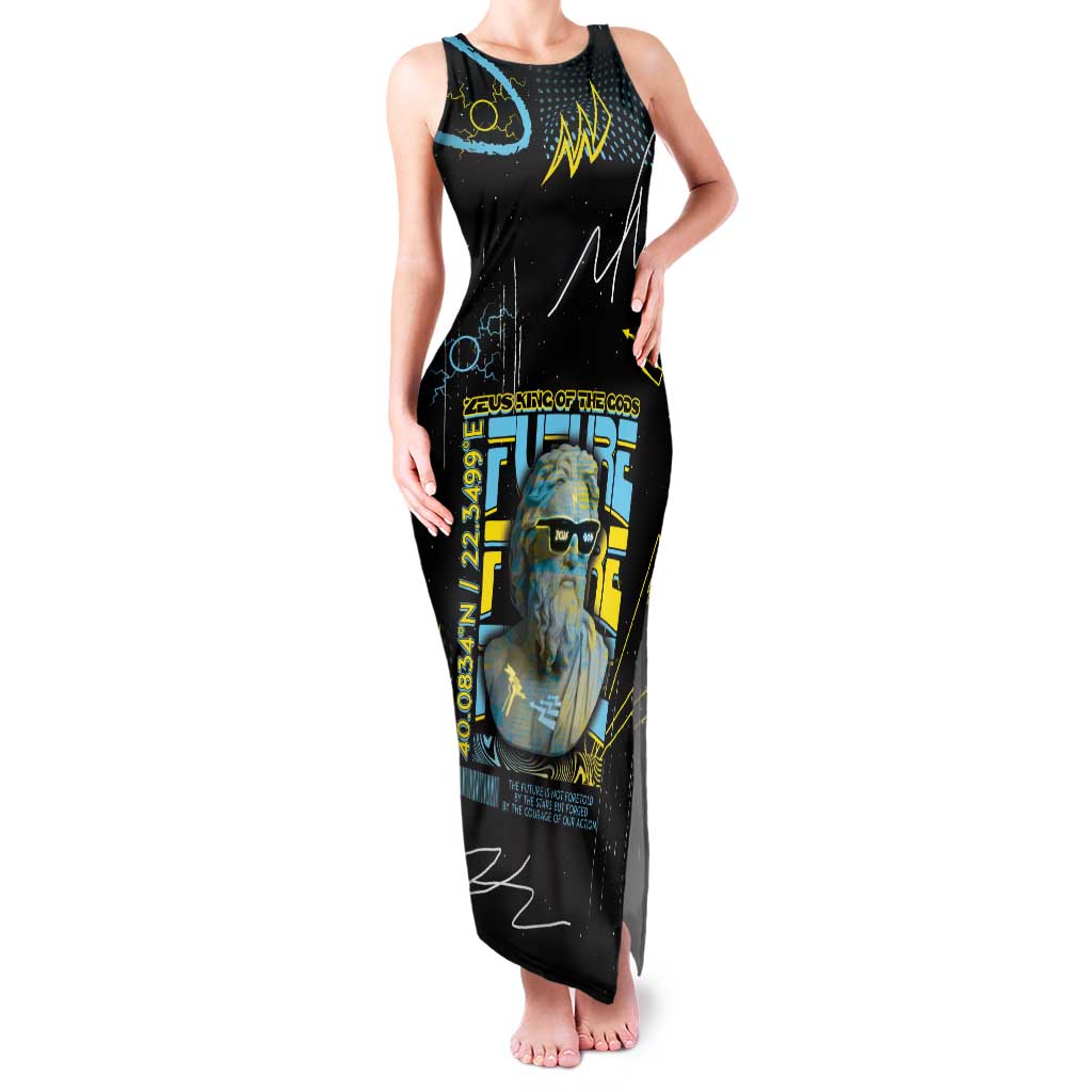 Ancient Greek Zeus Family Matching Tank Maxi Dress and Hawaiian Shirt Futuristic Style - Wonder Print Shop