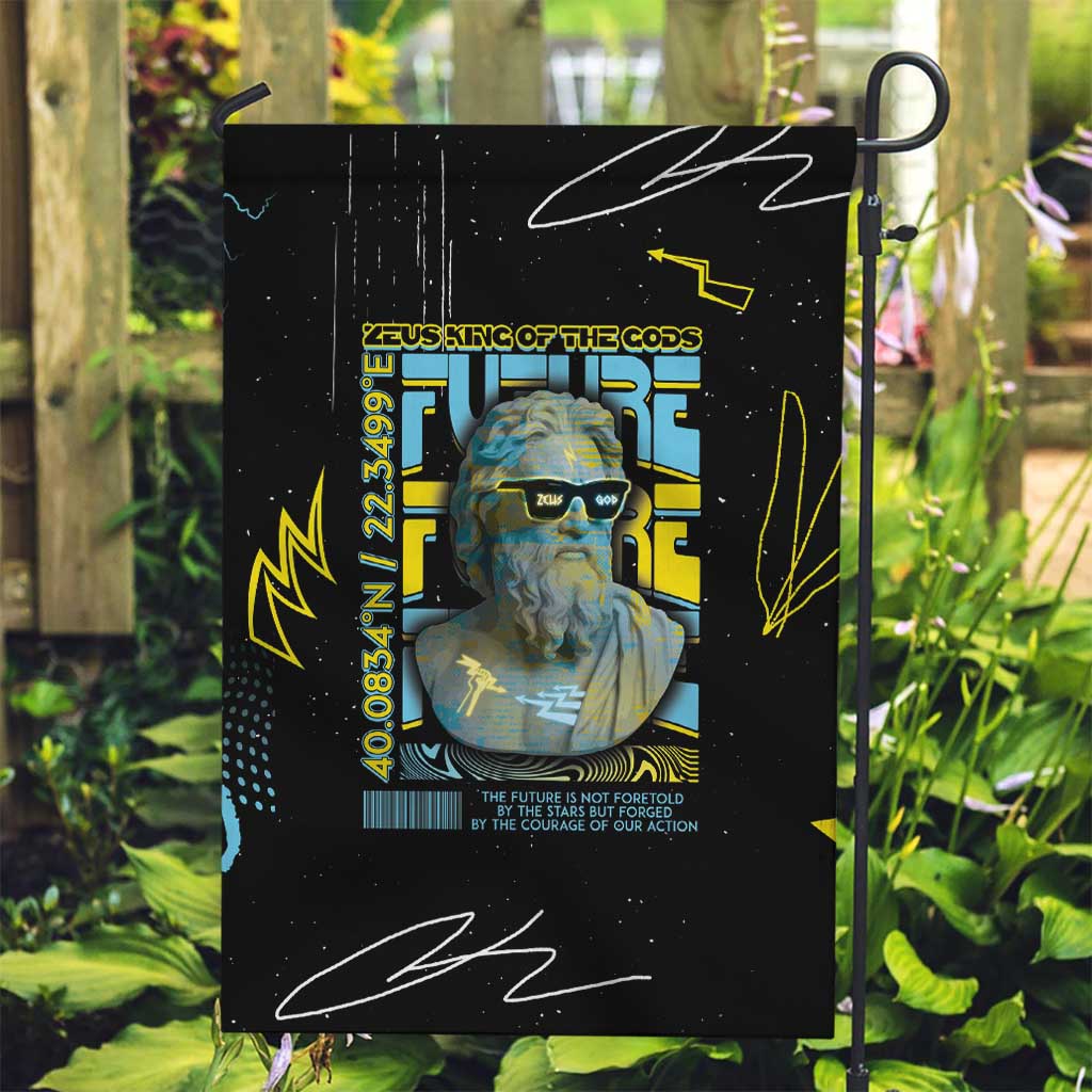 Ancient Greek Zeus Garden Flag Futuristic Style - Wonder Print Shop