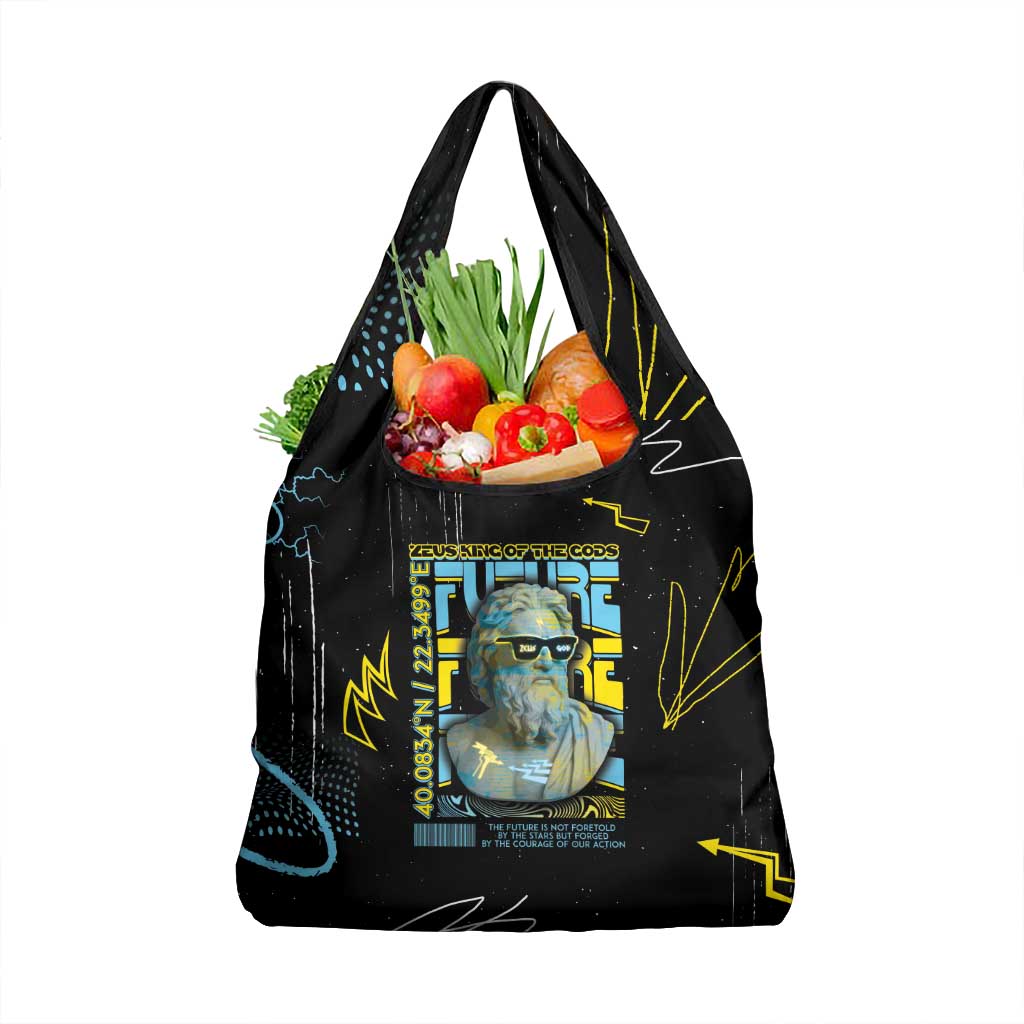 Ancient Greek Zeus Grocery Bag Futuristic Style - Wonder Print Shop
