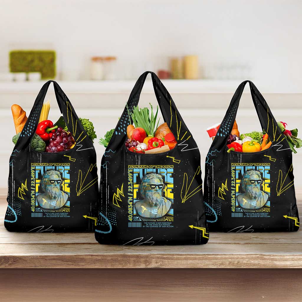 Ancient Greek Zeus Grocery Bag Futuristic Style - Wonder Print Shop