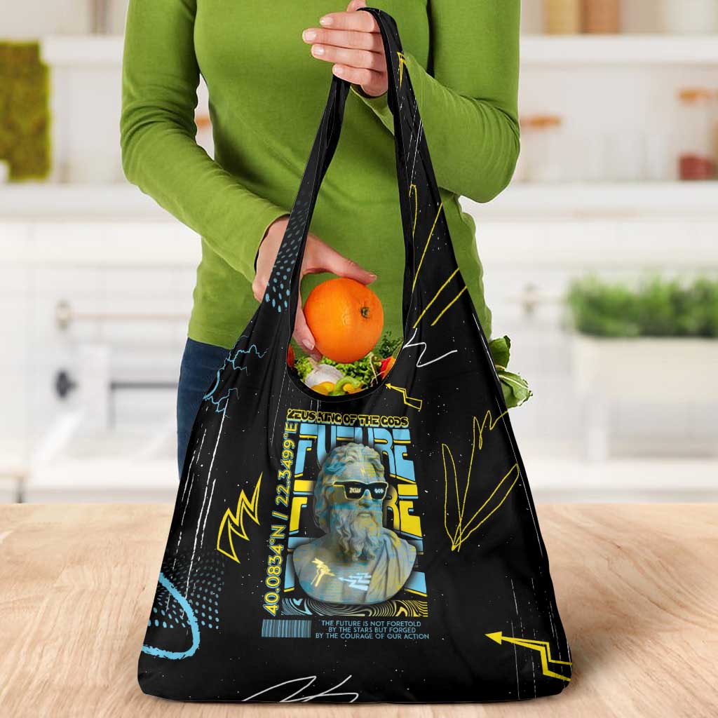 Ancient Greek Zeus Grocery Bag Futuristic Style - Wonder Print Shop