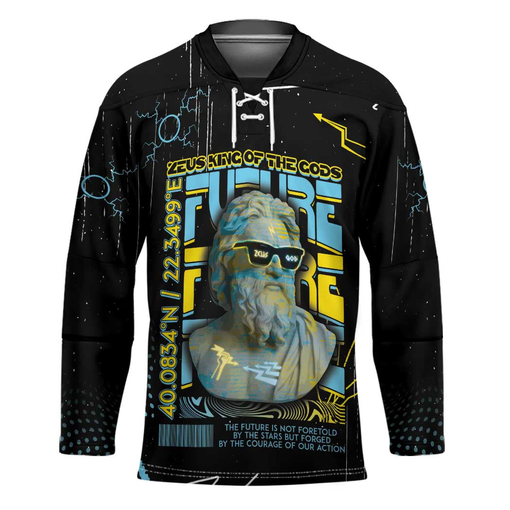 Ancient Greek Zeus Hockey Jersey Futuristic Style - Wonder Print Shop