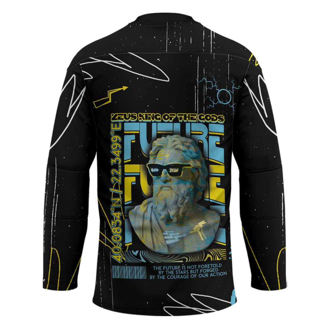 Ancient Greek Zeus Hockey Jersey Futuristic Style - Wonder Print Shop