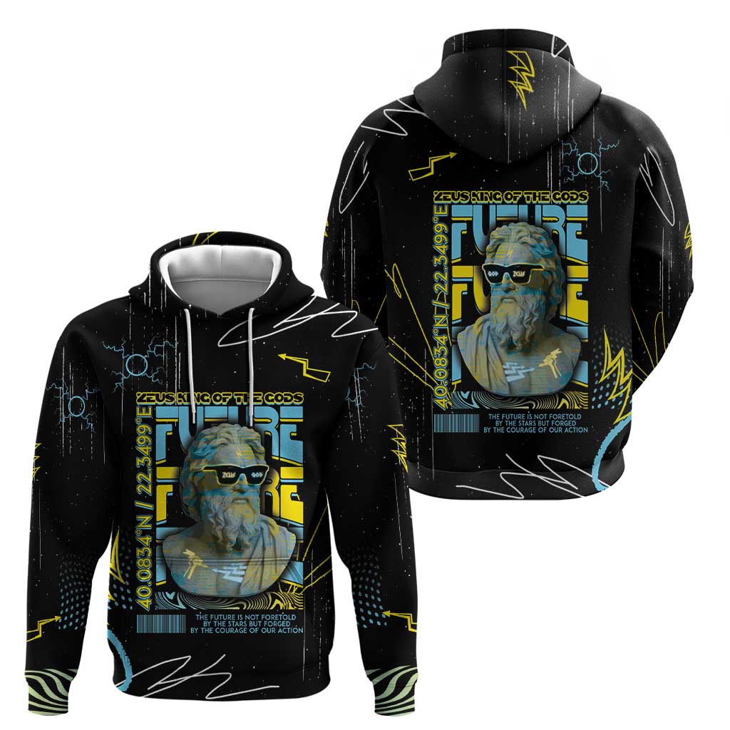 Ancient Greek Zeus Hoodie Futuristic Style - Wonder Print Shop