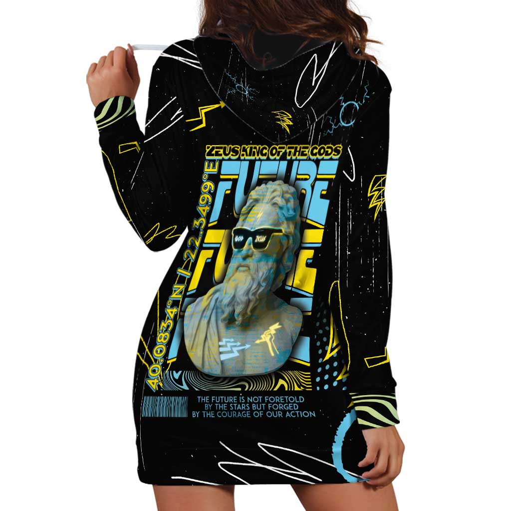 Ancient Greek Zeus Hoodie Dress Futuristic Style - Wonder Print Shop