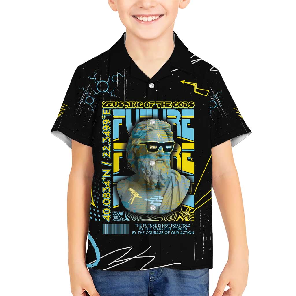 Ancient Greek Zeus Kid Hawaiian Shirt Futuristic Style - Wonder Print Shop