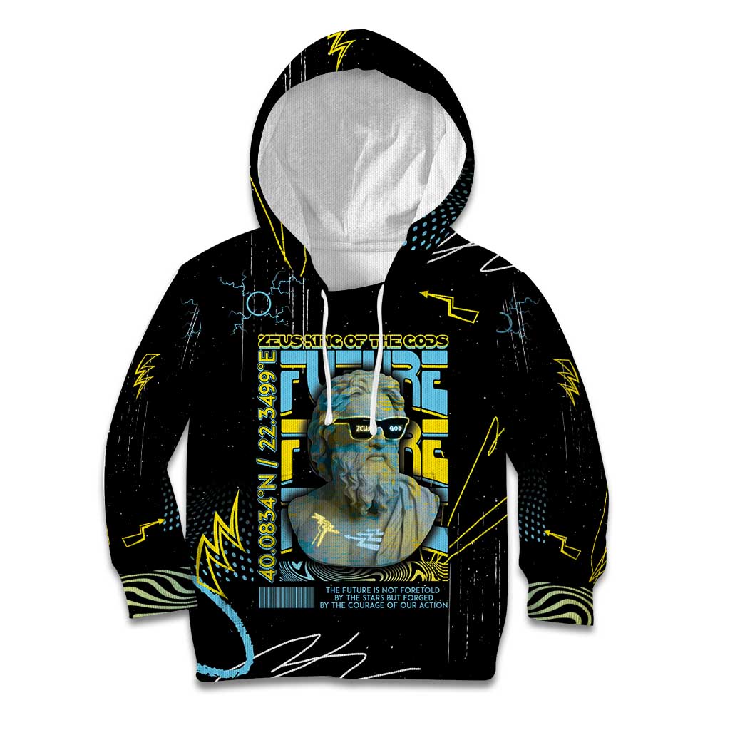 Ancient Greek Zeus Kid Hoodie Futuristic Style - Wonder Print Shop