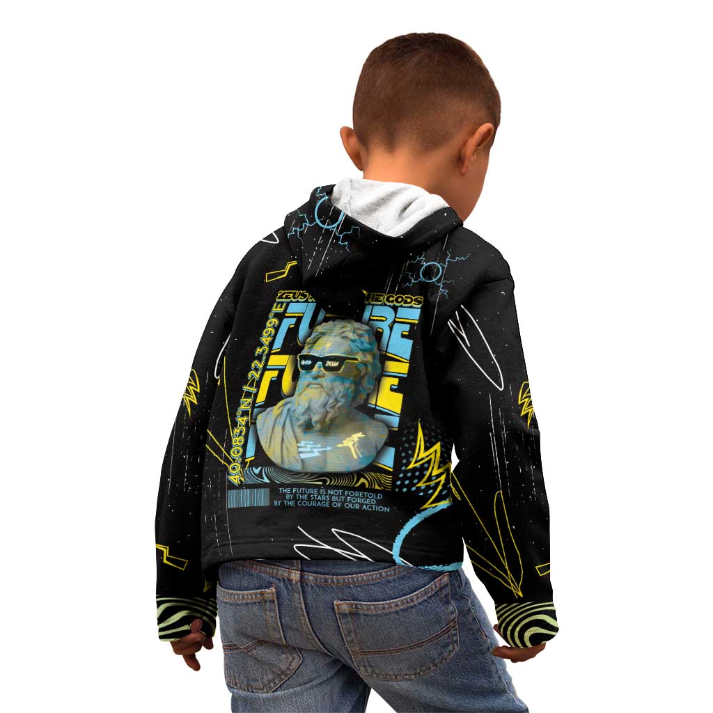 Ancient Greek Zeus Kid Hoodie Futuristic Style - Wonder Print Shop