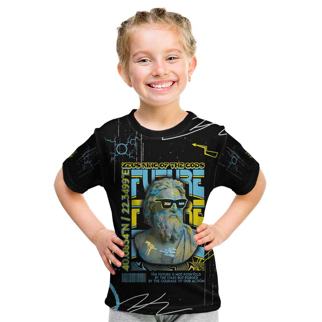 Ancient Greek Zeus Kid T Shirt Futuristic Style - Wonder Print Shop