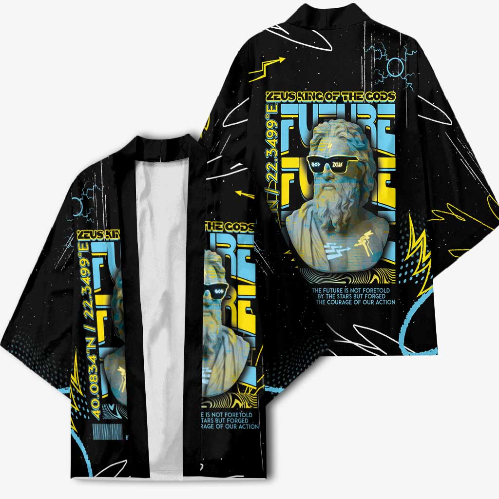 Ancient Greek Zeus Kimono Futuristic Style - Wonder Print Shop