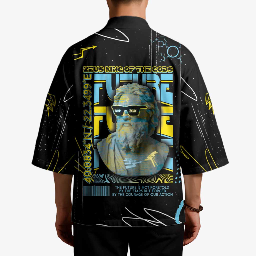 Ancient Greek Zeus Kimono Futuristic Style - Wonder Print Shop