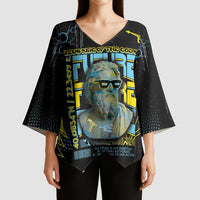 Ancient Greek Zeus Kimono Sleeve Blouse Futuristic Style - Wonder Print Shop