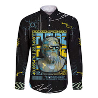 Ancient Greek Zeus Long Sleeve Button Shirt Futuristic Style - Wonder Print Shop