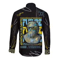 Ancient Greek Zeus Long Sleeve Button Shirt Futuristic Style - Wonder Print Shop