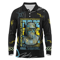 Ancient Greek Zeus Long Sleeve Polo Shirt Futuristic Style - Wonder Print Shop