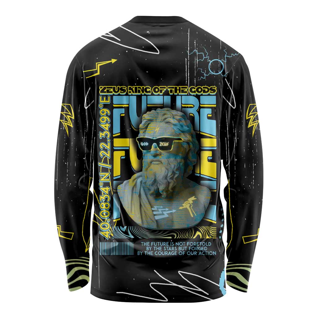 Ancient Greek Zeus Long Sleeve Shirt Futuristic Style - Wonder Print Shop