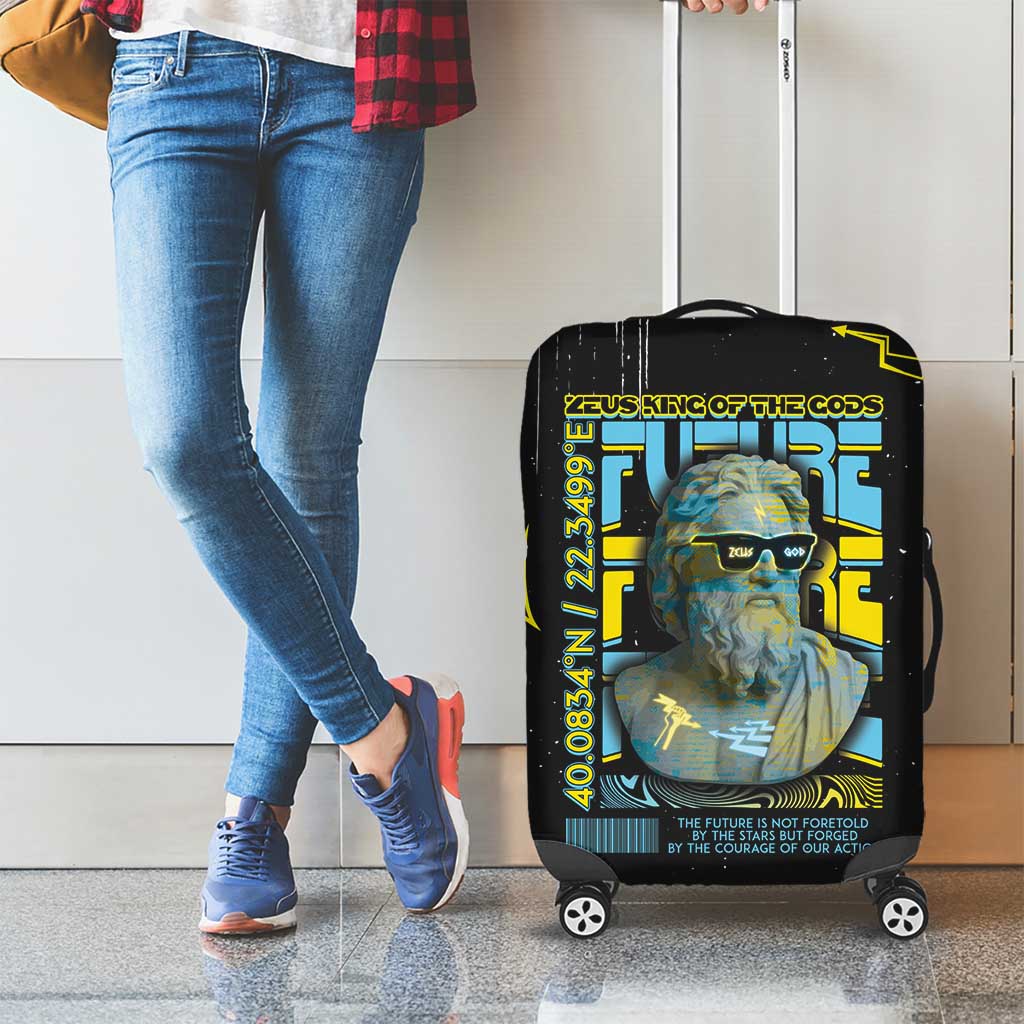 Ancient Greek Zeus Luggage Cover Futuristic Style - Wonder Print Shop