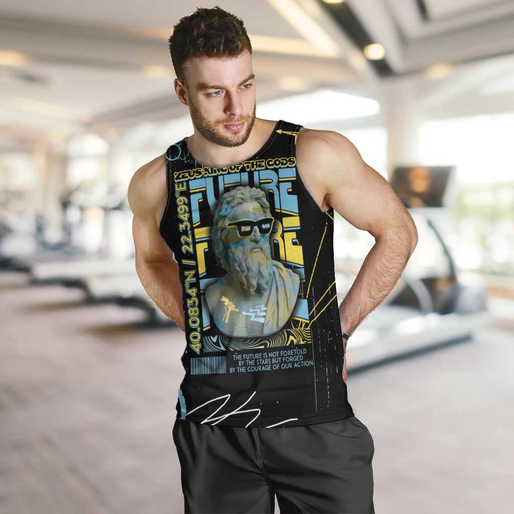 Ancient Greek Zeus Men Tank Top Futuristic Style - Wonder Print Shop