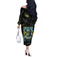 Ancient Greek Zeus Off The Shoulder Long Sleeve Dress Futuristic Style - Wonder Print Shop