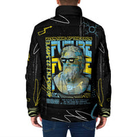 Ancient Greek Zeus Padded Jacket Futuristic Style - Wonder Print Shop
