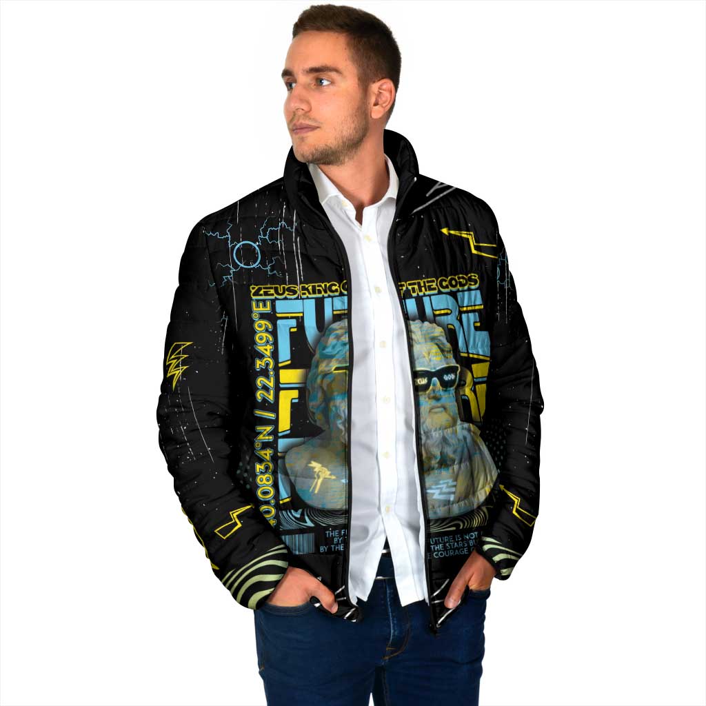 Ancient Greek Zeus Padded Jacket Futuristic Style - Wonder Print Shop