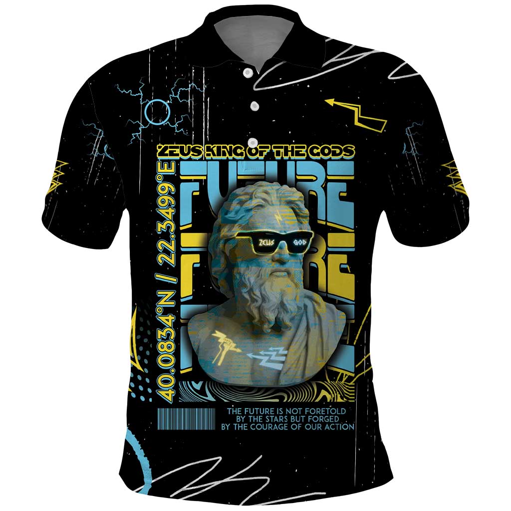 Ancient Greek Zeus Polo Shirt Futuristic Style - Wonder Print Shop